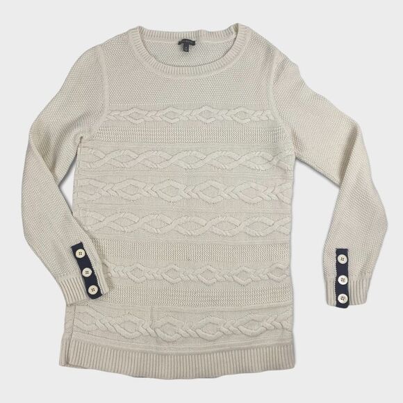 Talbots Sweaters - Talbots Round-Neck, Cable-Knit. Size Medium Sweater Button-Cuff